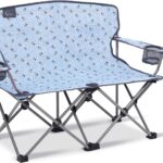 Busy Bee Kids Camping Chair, 30.3″ Wide Loveseat, Perfect Child Couch for Home Movie Nights, Patios, or Picnics, Adjustable Arms, Cup Holders and Anti-Collapse Lock, Supports up to 300 Lbs.