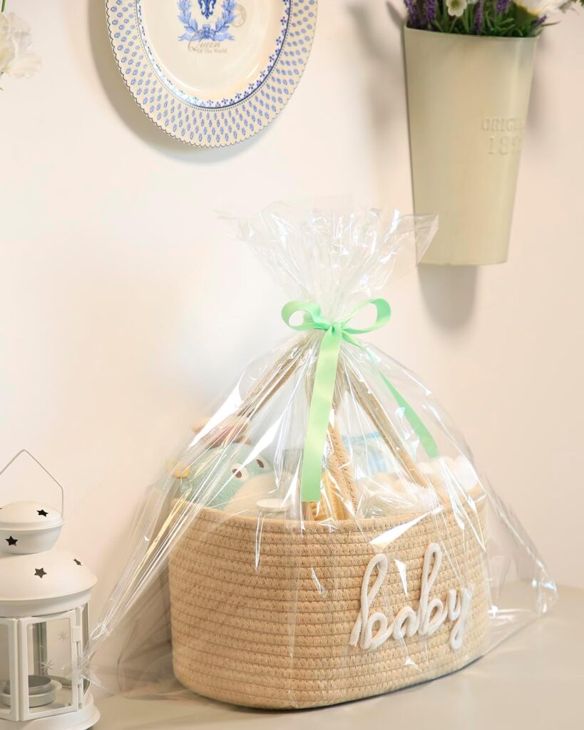 Baby Diaper Caddy Organizer, Nursery Storage Bin Basket for Baby Shower and Baby Wipes- Cotton Rope Portable Diaper Bag for Changing Table, Newborn Essentials Gift-Tan
