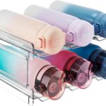 Lifewit Stackable Water Bottle Organizer for Cabinet, Plastic Bottle Holder Fits Bottles & Tumblers up to 3.8″ Diameter, Pantry, Countertop & Fridge, Holds 6 Bottles