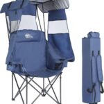 Camping Chair with Canopy Beach Chair with Canopy Shade Oversized Folding Canopy Chair for Camping, Beach, Picnics, Fishing, Sports – High Back, Padded Headrest, Cup Holder, Pocket – Support 400 LBS