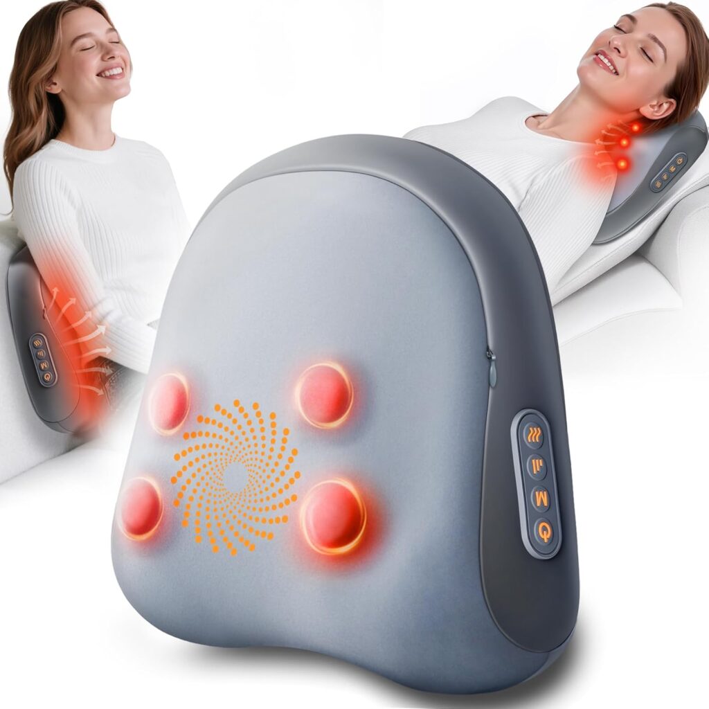 Shiatsu Back and Neck Massager with Heat – Deep Kneading Massage Pillow for Relaxation – Corded Design for Full Body Use – for Loved Ones