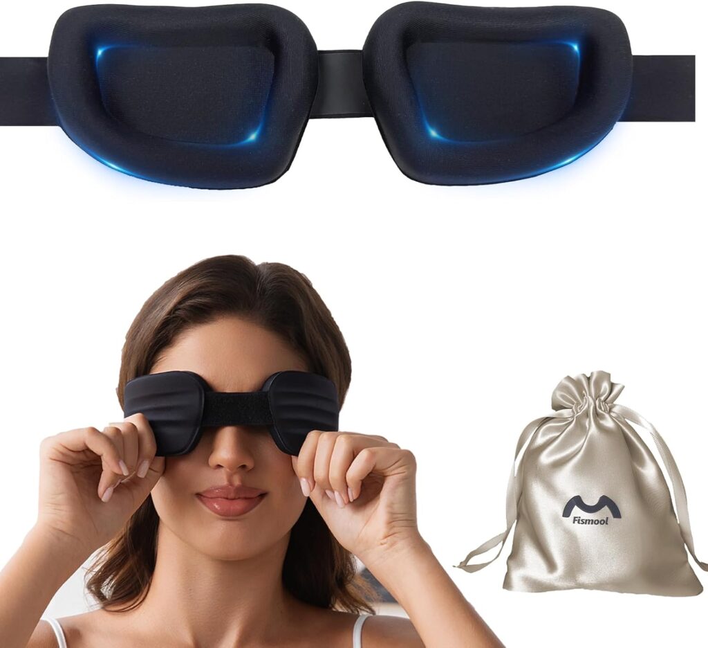 3D Sleep Mask for Side Sleeper Women Men, Eye Mask for Dry Eyes with Adjustable Eye Socket , Sleeping Mask with Cpap 100% Light Blocking for Travel