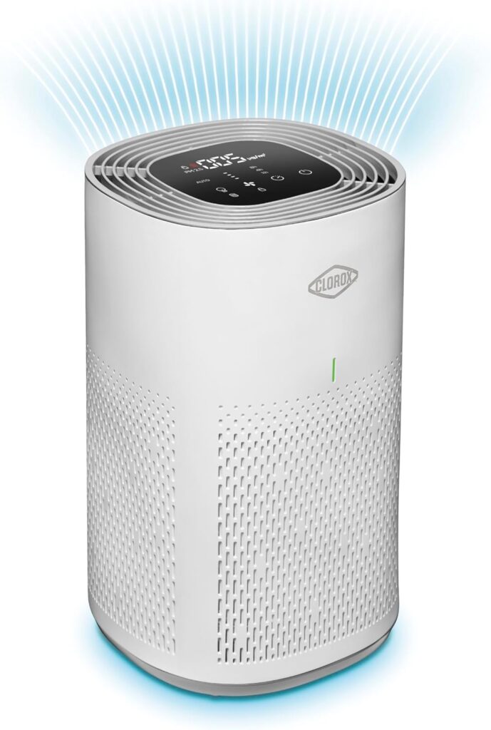 Clorox HEPA Air Purifiers for Home, True HEPA Filter, Medium Rooms Up to 1,000 Sq Ft, Removes 99.9% of Mold, Viruses, Wildfire Smoke, Allergens, Pet Allergies, Dust, AUTO Mode, Whisper Quiet