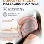 Calming Heat Neck Wrap by Sharper Image Copper & Charcoal Infused Personal Electric Neck Heating Pad with Vibrations, 3 Heat & 3 Vibration Settings- 9 Relaxing Combinations
