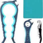 Otstar Jar Opener Bottle Opener for Weak Hands,Seniors with Arthritis, Elderly, Jar Lid Opener Gadgets with Rubber Jar Opener Gripper Pad and Corkscrew Opener