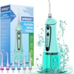 Water Dental Pik Flosser,Grinest 7 Modes Rechargeable Water Dental Picks for Teeth Cleaning Cordless Oral Irrigator Portable IPX7 Waterproof Tooth flossers for Home Travel-Green