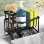Maifan Sink Caddy Sponge Holder for Kitchen with Brush Holder and Stainless Steel Self Drain Tray, Rustproof Kitchen Sink Organizer for Sponge, Soap Dispenser Storage Accessories
