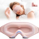 3D Sleep Mask with Earplugs, 100% Light Blackout Eye Mask for Sleep, Washable Sleeping Mask, 0 Pressure Eye Covers for Sleep with Wider Adjustable Strap, Only 1.3oz Light Soft Sleeping Mask (Pink)