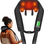 Cordless Neck Massager for Pain Relief Deep Tissue, Shoulder Massager with Heat, 3 Modes & Speed, Massager Pillow for Neck and Shoulder Pain