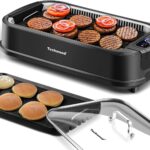 Indoor Smokeless Grill, Techwood 1500W Electric Indoor Grill with Tempered Glass Lid, Portable Non-stick BBQ Korean Grill, Turbo Smoke Extractor Technology, Drip Tray& Double Removable Plate, Black