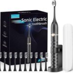 Electric Toothbrush Set, Equipped with 10 Brush Heads and Travel case, IPX8 Waterproof, 2-Minute Timer, 42000 high-Frequency Vibrations, 5 Modes, The First Choice for Gift Giving