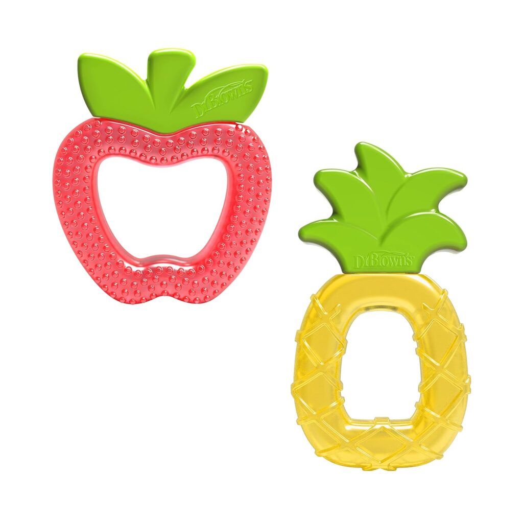 Dr. Brown’s AquaCool Water-Filled Baby Teether, Cools & Massages Sore Gums, BPA Free, Pineapple and Apple, 2 Pack, 3m+