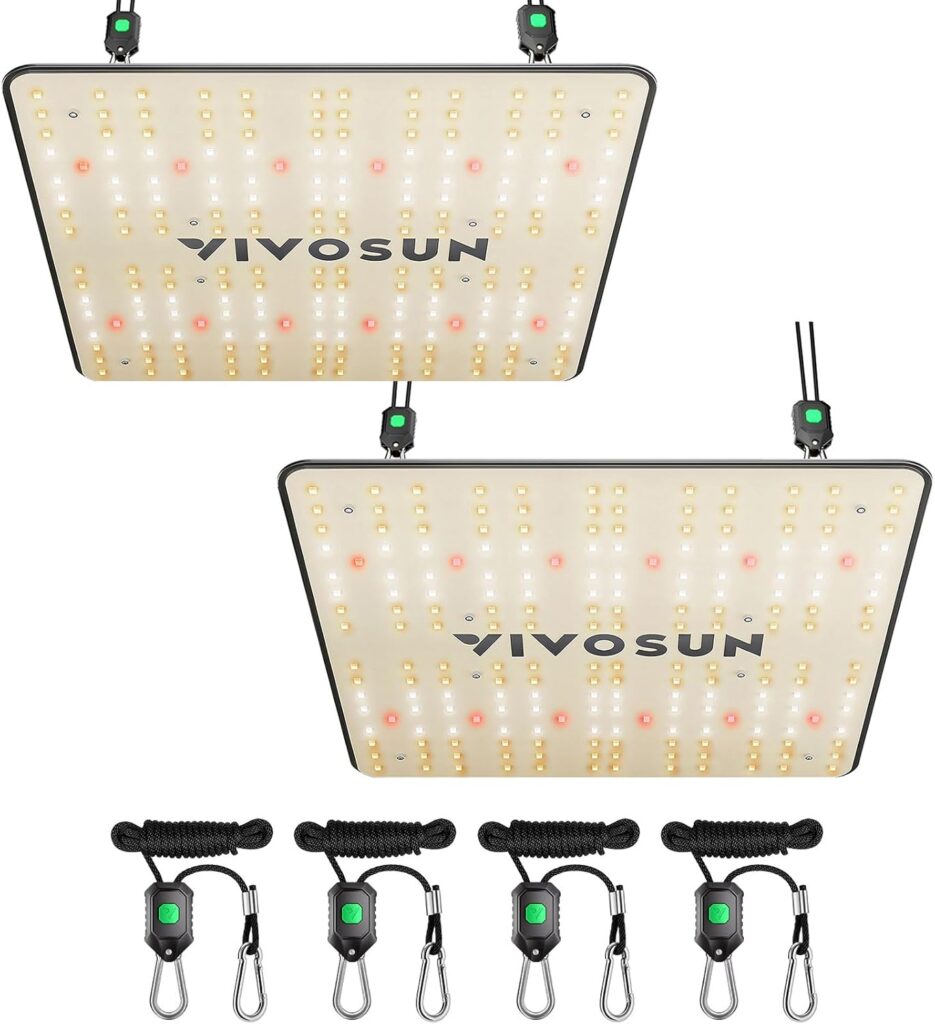 VIVOSUN 2-Pack VS1000 LED Grow Light with Full Spectrum Diodes & Sosen Driver Dimmable Lights Sunlike for Indoor Plants Seedling Veg and Bloom Plant Grow Lamps for 2×4/3×3 Grow Tent