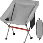 SHALLWE Ultralight Camping Chairs, All Aluminum Frame Portable Folding Camp Chair for Adults, Lightweight Collapsible for Backpacking, Hiking, Beach, Sports Low Back Grey