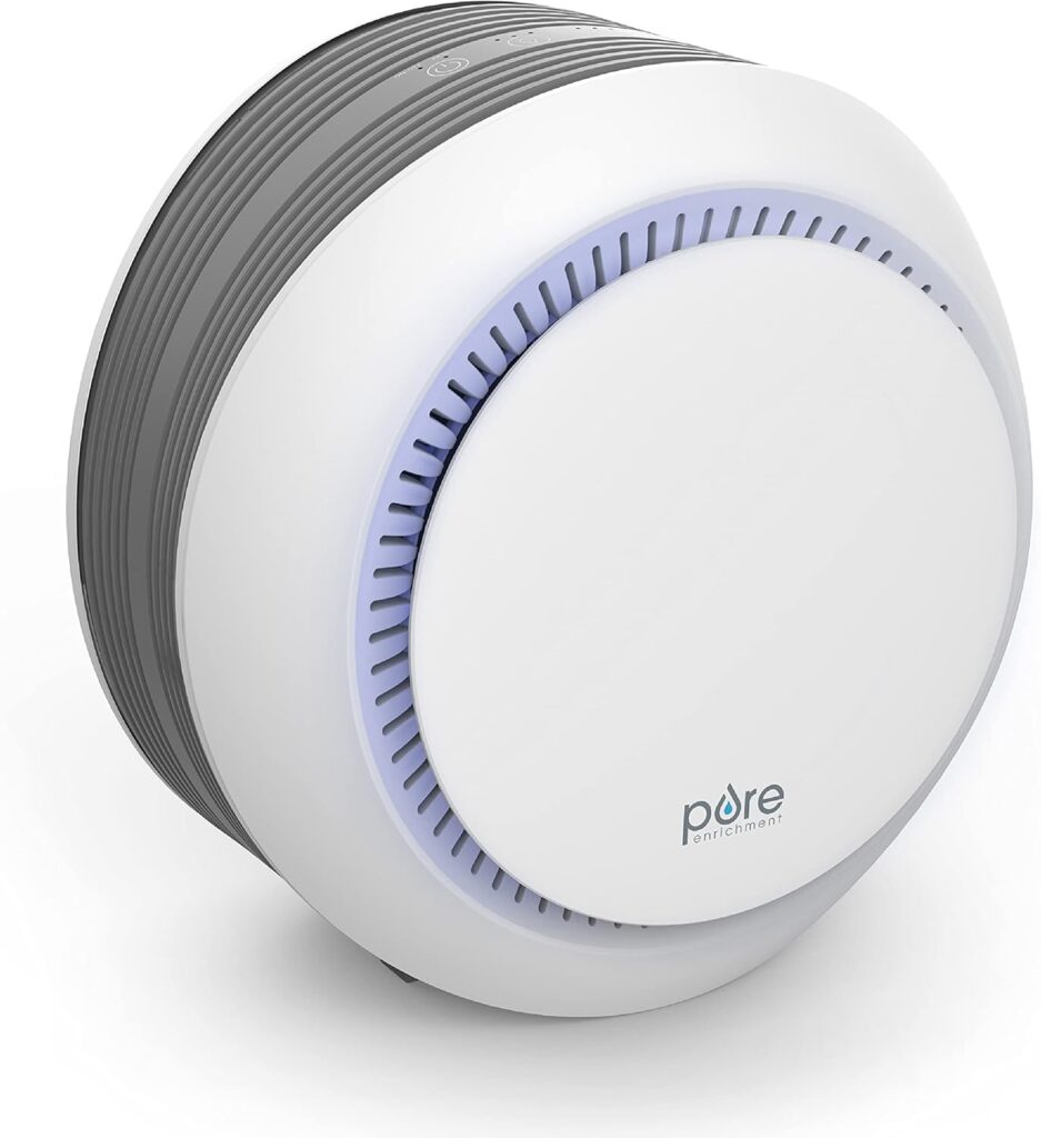 Pure Enrichment PureZone Halo Medium Room Air Purifier, 2 Stage Filtration, Purifies Air of Smoke, Pollen, Dust, and Pet Hair – Easily Fits on Tables, Desks, and Nightstands (White)