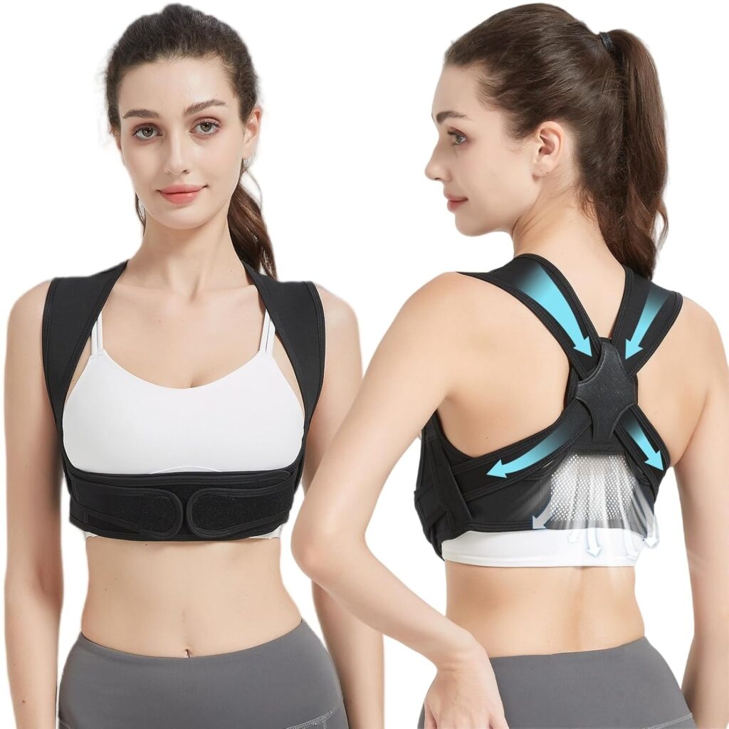 Posture Corrector for Women, 3rd Gen. Adjustable Back Support with Shoulder Brace, Back Straightener and Pain Relief for Men, Black (Large/XLarge)