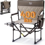 Timber Ridge Aluminum Camping Directors Chair with Side Table Pocket, Portable Folding Chair, Heavy Duty Lawn Chair for Fishing Trip Picnic Concert Outdoor 400lbs, Tan