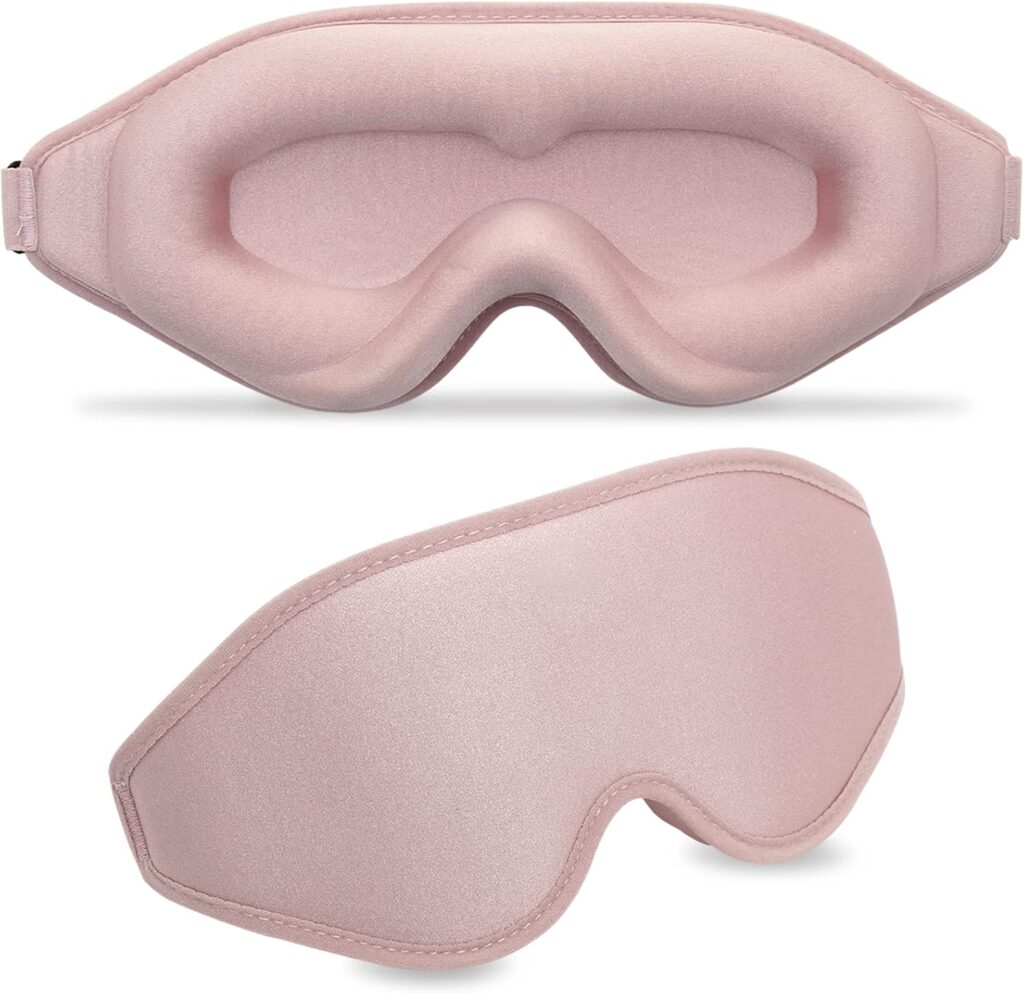 3D Contoured Sleep Mask for Women Men,Effective Light Blocking Eye Mask Sleeping Soft Night Blindfold with Adjustable Strap(Pink)