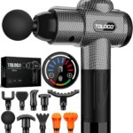 TOLOCO Massage Gun, Deep Tissue Back Massage for Athletes for Pain Relief, Percussion Massager with 10 Massages Heads & Silent Brushless Motor, Carbon