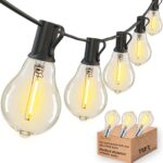 DAMAING Outdoor string lights 75FT Waterproof patio string lights with 38 Shatterproof Dimmable A39 LED Bulbs, 2FT bulbs apart Connectable Outdoor Lighting for Backyard Garden Bistro and Balcony 2200K
