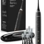 Aquasonic Black Series Ultra Whitening Toothbrush – ADA Accepted Electric Toothbrush- 8 Brush Heads & Travel Case – 40,000 VPM Electric Motor & Wireless Charging – 4 Modes w Smart Timer