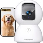5G Security Camera Indoor, 3K Pet/Dog Camera with Speaker/Phone App, PTZ WiFi Baby Monitor Cameras for Home Security, 0-Glow Night Vision 2-Way Talk, AI Tracking Facial Recognition Time Lapse