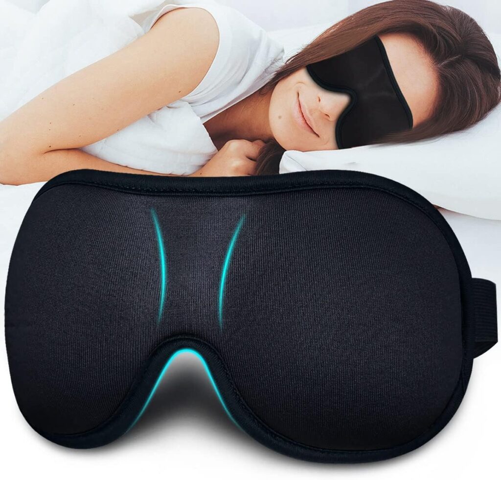 Sleep Mask for Women Men, Ultrathin Light Blocking Sleeping Mask, No Pressure On Eyes 3D Contoured Blindfold, Soft Comfort Eye Shade Cover for Travel/Naps/Yoga/Shift Work.(Black)