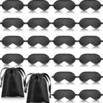 20 Pieces Silk Sleep Eye Mask with Elastic Strap Soft Sleeping Mask Eye Cover Satin Blindfold for Women Men Kids Sleeping Travel Eye Shades Including 2 Pieces of Black Bags(Black)