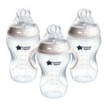 Tommee Tippee Natural Start Baby Bottle, 11oz, Thicker Feed, Breast-Like Nipple for Babies 6 Months+, Clear, 3 Count