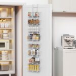 8-Tier Over Door Pantry Organizer with Mesh Baskets, Foldable Metal Hanging Spice Rack with 8 Baskets for Kitchen Organizers and Storage, for Home & Kitchen Laundry Room Bathroom Essentials, White