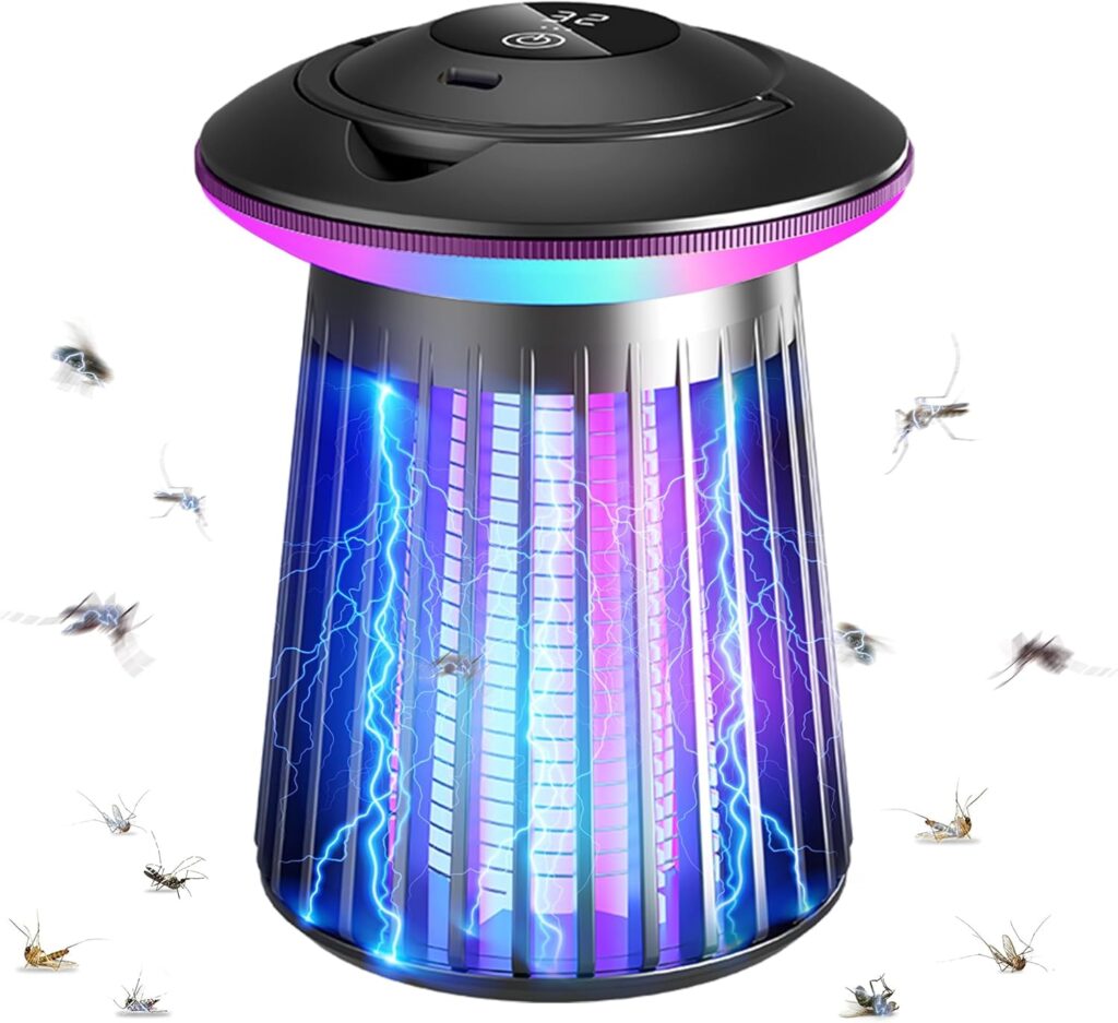 2025 Upgraded Mosquito Killer Lamp, 4200V Electric Bug Zapper for Indoor & Outdoor, Rechargeable LED Night Light – Safe for Baby & Family, Camping, Backyard, Terrace