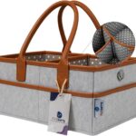 Baby Diaper Caddy Changing Table Organizer – Baby Basket Diaper Caddy Organizer with Handle – Basket for Nursery with Changing Pads & Storage