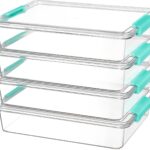 Vtopmart 6 Qt Plastic Storage Bins with Lids, Clear Sensory Bins, Arts Crafts Organizers and Storage, Stackable Containers for Home Office and School Supplies, 4 Pack