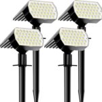 Solar Spot Lights Outdoor – 74 LED 3 Lighting Modes 2-in-1 Solar Landscape Spotlights, IP65 Waterproof Outdoor Solar Lights for Yard Garden Pathway Outside Landscape – 4PK