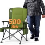 TIMBER RIDGE Oversized Folding Camping Chair High Back Heavy Duty for Adults Support up to 500lbs with Cup Holder, Side Pocket Cooler Bag