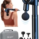 Foldable Massage Gun Deep Tissue with 5 Adjustable Angles,Portable Percussion Back Massager for Muscle/Neck/Body Pain Relief with Long Extension Metal Handle,32-Speeds,with Carry Case