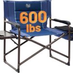 TIMBER RIDGE XXL Oversized Directors Chair 600lbs – Heavy Duty Camping Chair with Cooler Bag & Table, Portable Folding Chair with Wide Seat for Tailgating, Patio, Outdoor – Blue