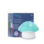 Angelcare Celeste Musical Mushroom Night Light Baby Projector – Sleep Soother with Adjustable Volume Lullabies, White Noises, 3 Night Light Colors, and Cry Sensor Detector