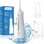 Water Dental Flosser Teeth Pick: Portable Cordless Oral Irrigator 300ML Rechargeable Travel Irrigation Cleaner Beautypick IPX7 Waterproof Electric Flossing Machine for Teeth Cleaning White