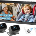 Dual Baby Car Camera for 2 Kids – 6.9” Split Screen Ultrawide HD Display with 2 Cameras, IR Night Vision, Easy Installation, Dual Car Camera Baby Monitor for Infant & Toddler Safety by Fodkh