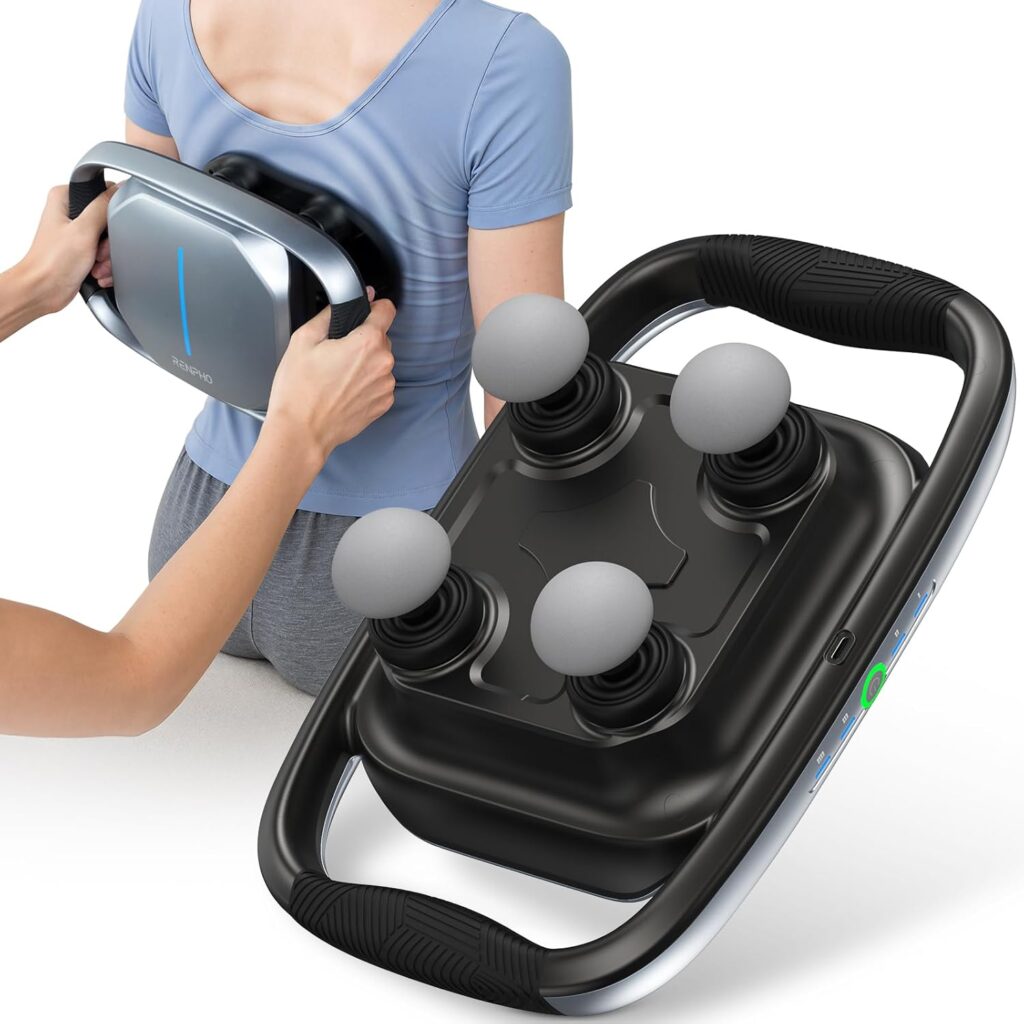 RENPHO Massage Gun Deep Tissue, Handheld Massager with Replaceable 4-Head and Plate, Muscle Percussion Massage Tool for Neck, Back, Leg, Gifts for Women Men, Quad