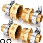 Garden Hose Repair Connector with Clamps Hose End Repair Kit,5/8″ Barb Garden Hose Fittings Male and Female brass garden hose ends (5/8″Barb-2 Set)