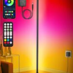 Corner Floor Lamp, Modern LED Corner Lamp with AC Adapter & APP & Remote Control, 16 Million Colors, 68+ Scene Modes, Music Sync, Ambient Lighting for Living Room, Bedroom, and Gaming Room
