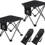 Opliy Camping Stool 2 Pack,13 Inch Portable Folding Stool for Outdoor Gardening and Beach Hiking Fishing,Foot Stool with Carry Bag (Black)