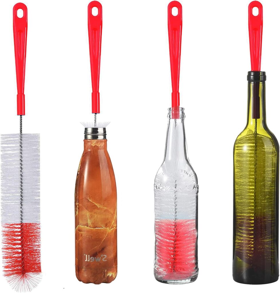 ALINK 16 inch Extra Long Red Bottle Cleaning Brush Cleaner for Washing Narrow Neck Beer/Wine/Thermos/Sport Well, Brewing Bottles, Hummingbird Feeder