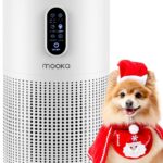 Air Purifiers for Home Large Room up to 1500 ft², MOOKA HEPA Air Purifier for Home Pets Hair in Bedroom with Aromatherapy, Air Filter Cleaner for Dorm, Pets, Office, 20dB, Night Light, B-D03, White