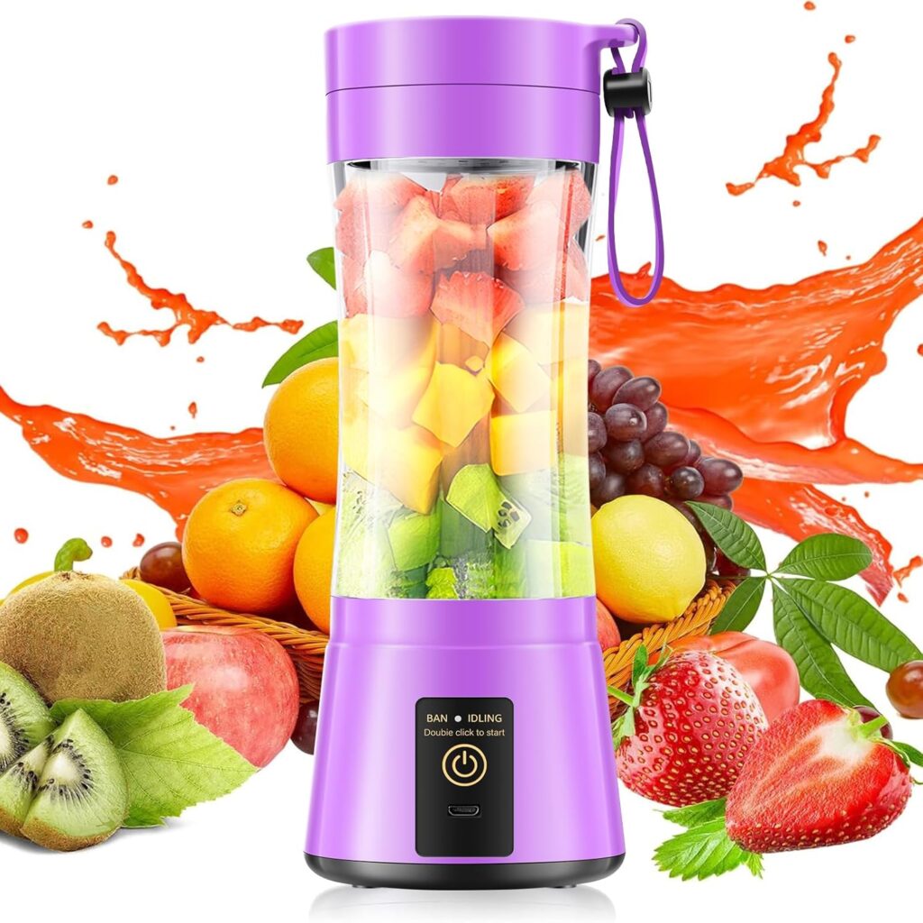 Portable Blender Make Shakes and Smoothies – USB Rechargeable Personal Size Mini Blender Freshly Squeezed, 380Ml BPA Free Travel Cup in Picnic/Office/Gym
