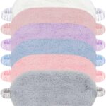 6 Pieces Plush Eye Mask Soft Fluffy Furry Sleeping Blindfold Comfortable Satin Back New Faux Fur Nap Eye Cover Light Sleep Eye Masks for Girls Women Kid Adult Party Eyeshade Favors (6 Colors)