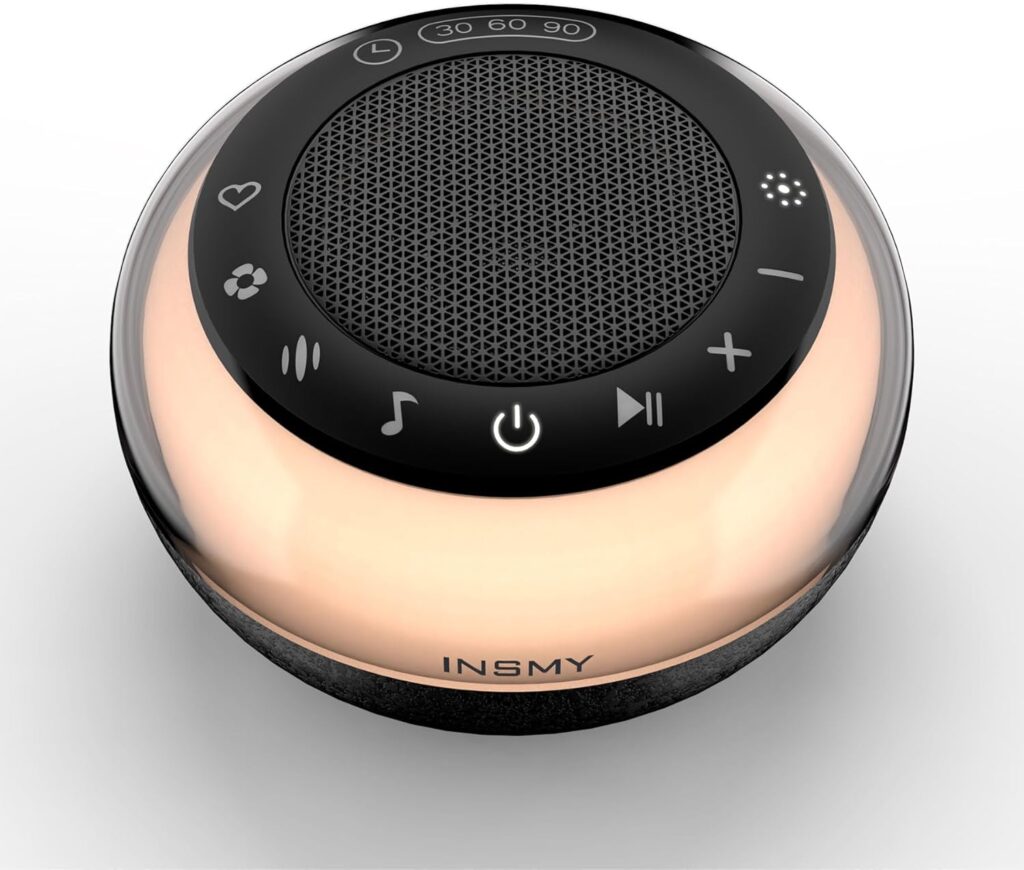 INSMY White Noise Machine,Portable Sound Machine Baby Sleep Soothe 35 Soothing Sound,Noise/Nature/Fansounds/Lullaby,Nightlight Memory Feature 40Hrs for Babies Adults Sleep Travel (Black)