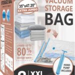 8 Pack XXL Jumbo Vacuum Storage Bags, Extra Large Vacuum Seal Bags for Comforters, Bedding, Blanket Storage, Giant Space Saver Bags for Huge Stuffed Toy(47.2×35 in)